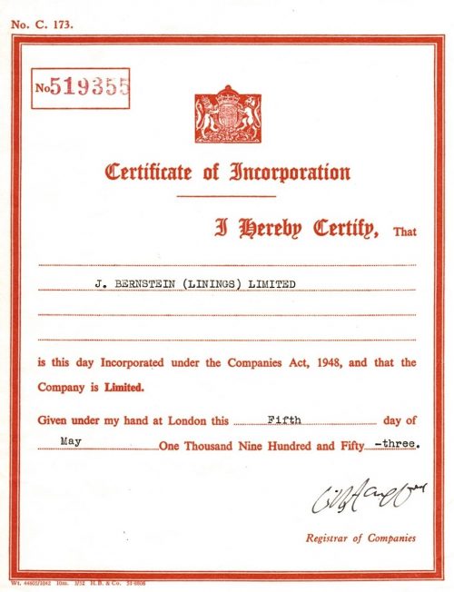 Certificate of Incorporation