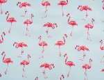 100% Viscose Twill - Flamingos Sky Blue