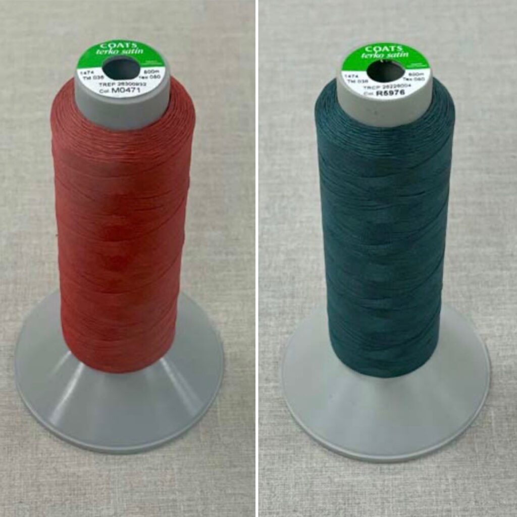 Terko Satin Button Thread in Tartan Red and Tartan Green
