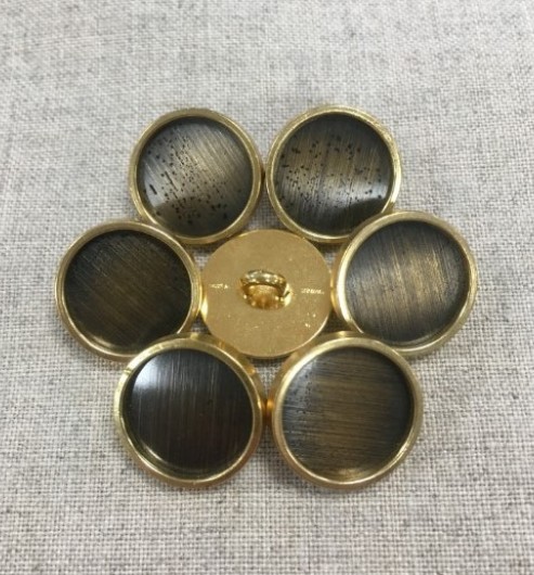 22L Vintage Button - Antique with Gold Rim