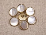 24L MOP Buttons with Gold rim - White