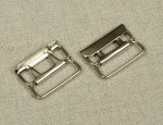 2 Prong Waistcoat Buckle With Protective Plate - Nickel