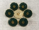 22L Enamel Button with Shield Crest - Bottle Green