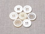 23L Dull Horn Buttons 4 Hole - Linen White - S.African Cape Buffalo Horn