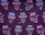 100% Viscose Twill - Smokin' Skulls Purple