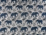 100% Viscose Twill - Paisley Elephants Blue/Silver