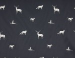 100% Viscose Taffeta - Charcoal Hunt Design