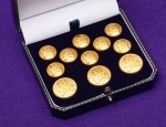 11 Pce Skull & Crossbones Blazer Button Set - Gilt