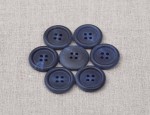 32L Dull Horn Buttons 4 Hole Flat Centre - Light Navy with Fleck