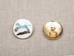 19mm Kings Regiment Horse Design Button - Turquoise and White Enamel/Gilt