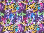 100% Viscose Twill - Street Art Graffiti