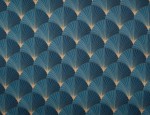 100% Viscose Twill - Art Deco Fan Blue/Gold