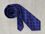 Silk Ties - Geo Navy with Dots