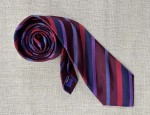 Silk Ties - Stripe Wine Navy Violet and Cherry