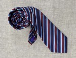 Silk Ties - Stripe Claret 'n' Blue