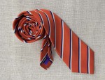 Silk Ties - Stripe Orange with Navy and Ivory