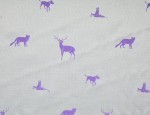 100% Viscose Heavy Twill - Silver/Purple Hunt Design 210 glm