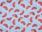 100% Viscose Twill - Oriental Fans Powder Blue