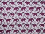 100% Viscose Twill - Paisley Elephants Pink/Silver